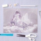 ピンクのファンタジー飛んでいる馬車バタフライフェアリーウィング 薄葉紙 (クラフト)