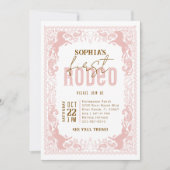 ピンクのファーストロデオの誕生日招待状 – ガールウェス 招待状 (正面)