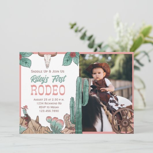 ピンクのファーストロデオ ウエスタン サウスウエスタンカウガール 招待状 (スタンド正面)