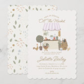 ピンクのファーマーズマーケットの農場でのブライズシャワー招待状 招待状 (正面/裏面)