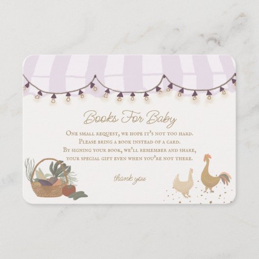 ピンクのファーマーズマーケットの農場の本 赤ちゃんのための挿入ページ エンクロージャーカード (正面)