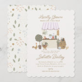 ピンクのファーマーズマーケットの農場ベビーシャワー招待状 招待状 (正面/裏面)