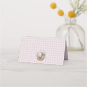 ピンクのファーマーズマーケット フレッシュ フォールディング プレースカード (裏面)