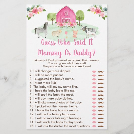 ピンクのファームフローラ推測それがシャワーのゲームを言った (正面)