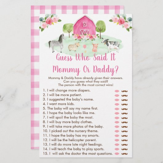 ピンクのファームフローラ推測それがシャワーのゲームを言った (正面/裏面)