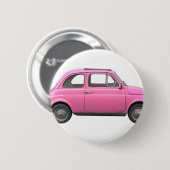 ピンクのフィアット500のヴィンテージのイタリア人車 缶バッジ (正面&裏面)