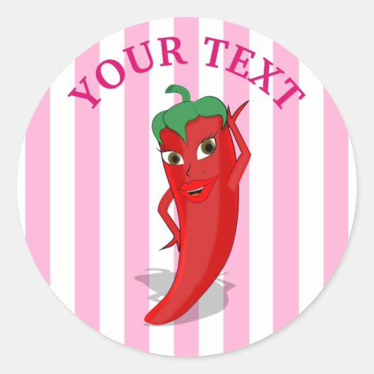 ピンクのフィエスタ ブライダルシャワー 赤いホットペッパー ディーバ ラウンドシール (正面)