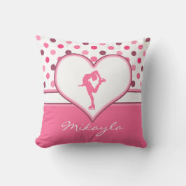 ピンクのフィギュアスケート選手の非常にさくらんぼの水玉模様の多く クッション