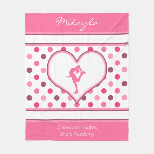 ピンクのフィギュアスケート選手の非常にさくらんぼの水玉模様の多く フリースブランケット (正面)