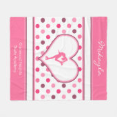 ピンクのフィギュアスケート選手の非常にさくらんぼの水玉模様の多く フリースブランケット (正面(横))