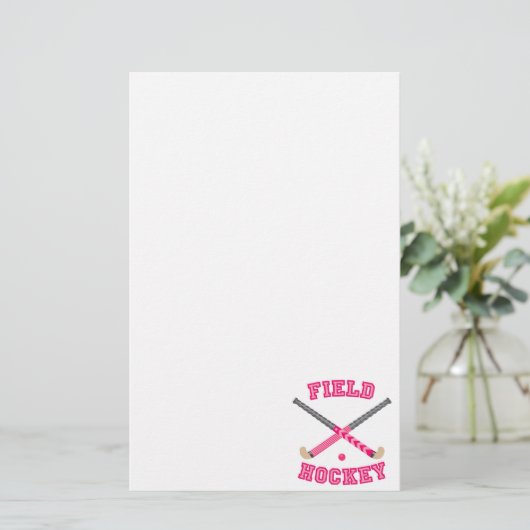 ピンクのフィールドホッケーのロゴ 便箋 (スタンド正面)