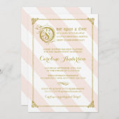 ピンクのフェアリーテイルプリンセスグリッターベイビーシャワー招待状 招待状 (正面/裏面)