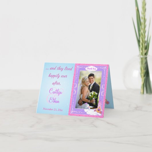 ピンクのフェアリーテイル フォト サンキューノートカード 2 サンキューカード (正面)