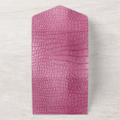 ピンクのフェイクアリゲーター動物の赤ちゃんシャワー オールインワン招待状 (外側)