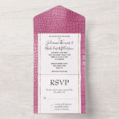 ピンクのフェイクアリゲーター動物の赤ちゃんシャワー オールインワン招待状 (内側)