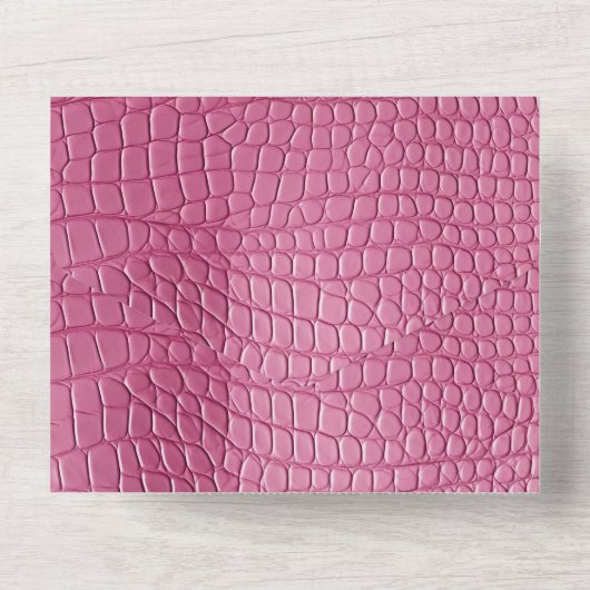 ピンクのフェイクアリゲーター動物の赤ちゃんシャワー オールインワン招待状 (裏面)