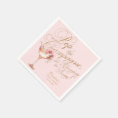 ピンクのフェイクゴールド フラワー チャンピエーンブライダルシャワー スタンダードカクテルナプキン (角)