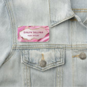 ピンクのフェイク瑪瑙の箔名タグ 名札 (インサイチュ)