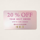 ピンクのフェイク瑪瑙ホイル割引カード (裏面)