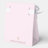 ピンクのフェイク金ゴールドクロススクリプトのバプテスマの好意ボックス フェイバーボックス (裏面)