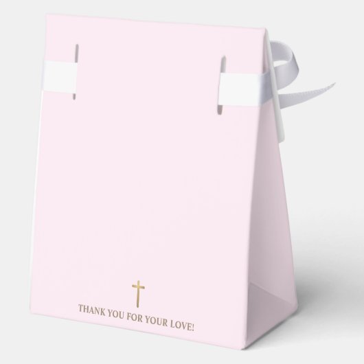 ピンクのフェイク金ゴールドクロススクリプトのバプテスマの好意ボックス フェイバーボックス (裏面)