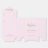 ピンクのフェイク金ゴールドクロススクリプトのバプテスマの好意ボックス フェイバーボックス (見開き)