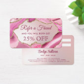 ピンクのフェイクAgate Foil紹介カード (デスク)