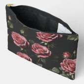 ピンクのフォトリアリスティックバラ アクセサリーポーチ (見開き)