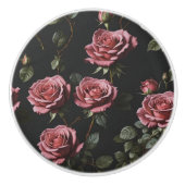 ピンクのフォトリアリスティックバラ セラミックノブ (正面)