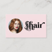 ピンクのフォトQRコード ヘアサロン 名刺 (正面)