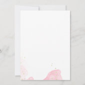 ピンクのフクシアの花をあしらったゴールドの水彩画 キンセアニエラ 招待状 (裏面)