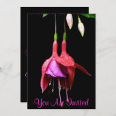 ピンクのフクシアの花 招待状 (正面/裏面)