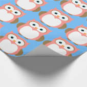 ピンクのフクロウのギフトの包装紙 ラッピングペーパー (角)