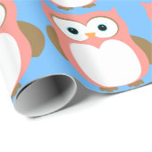 ピンクのフクロウのギフトの包装紙 ラッピングペーパー (ロールコーナー)