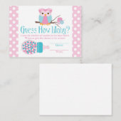 ピンクのフクロウのボトルのベビーシャワーの謎解きゲーム エンクロージャーカード (正面/裏面)
