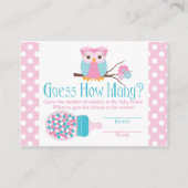 ピンクのフクロウのボトルのベビーシャワーの謎解きゲーム エンクロージャーカード (正面)