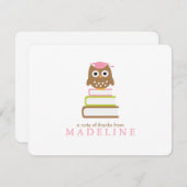 ピンクのフクロウの幼稚園の卒業は感謝していしています サンキューカード (正面/裏面)