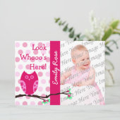 ピンクのフクロウの採用に関するお知らせ 案内状 (スタンド正面)