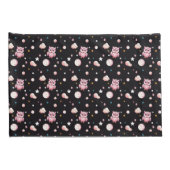 ピンクのフクロウの月明かりのパターン 枕カバー (裏面-右)