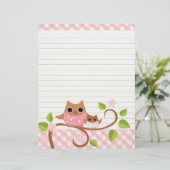 ピンクのフクロウ文房具/レターヘッド (スタンド正面)