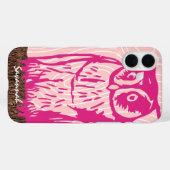 ピンクのフクロウ木目のパターンあなたの色を選択 Case-Mate iPhoneケース (裏面 (横))