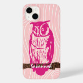 ピンクのフクロウ木目のパターンあなたの色を選択 Case-Mate iPhoneケース (裏面)