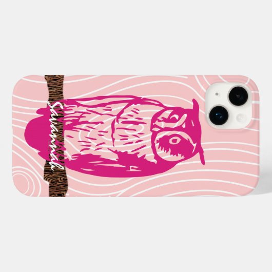 ピンクのフクロウ木目のパターンあなたの色を選択 Case-Mate iPhoneケース (裏面 (横))