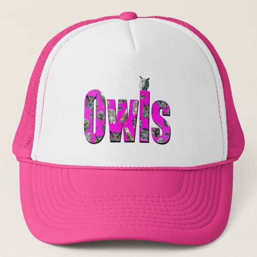 ピンクのフクロウ次元写真のロゴ、 キャップ (正面)