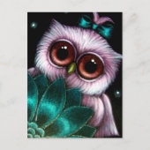 ピンクのフクロウ-それは女の子の郵便はがきです 案内ポストカード (正面)