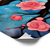 ピンクのフクロウ、満月 ポスター (コーナー)