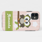 ピンクのフクロウ Case-Mate iPhoneケース (裏面(横))