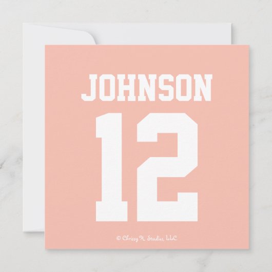 ピンクのフットボールの誕生の発表 案内状 (裏面)