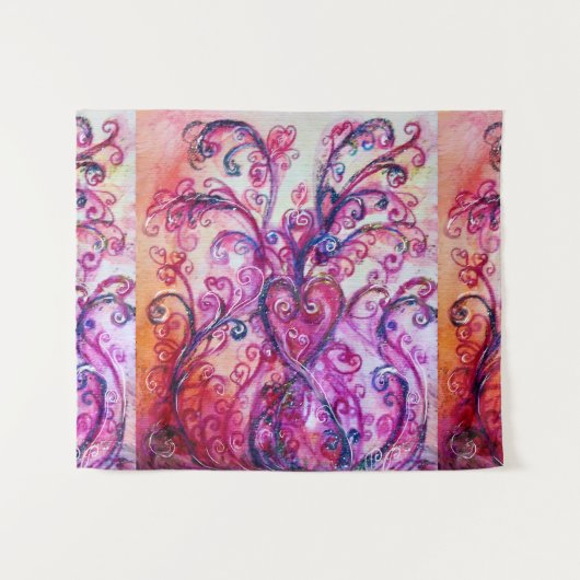 ピンクのフューシャがハートを込めてファンタジーに咲き誇る タペストリー (正面(横))