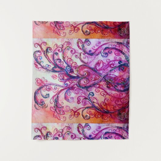 ピンクのフューシャがハートを込めてファンタジーに咲き誇る タペストリー (正面)